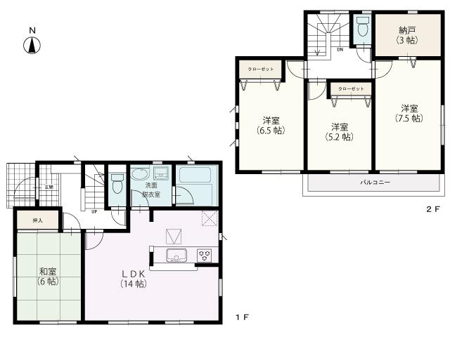 Floor plan. (Phase 2 ・ 1 Building), Price 33,800,000 yen, 4LDK, Land area 125.71 sq m , Building area 94.77 sq m