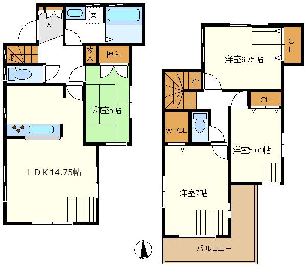 Floor plan. 33,900,000 yen, 4LDK, Land area 128.72 sq m , Building area 93.77 sq m antenna ・ P2 pcs eyes space created expenses ・ Room lighting fixtures, etc. will cost extra. Room curtain rail at seller specification ・ Living gifts.