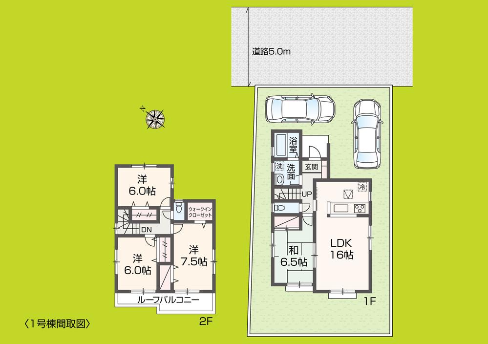 Floor plan. (1 Building), Price 38,800,000 yen, 4LDK, Land area 140.83 sq m , Building area 99.37 sq m