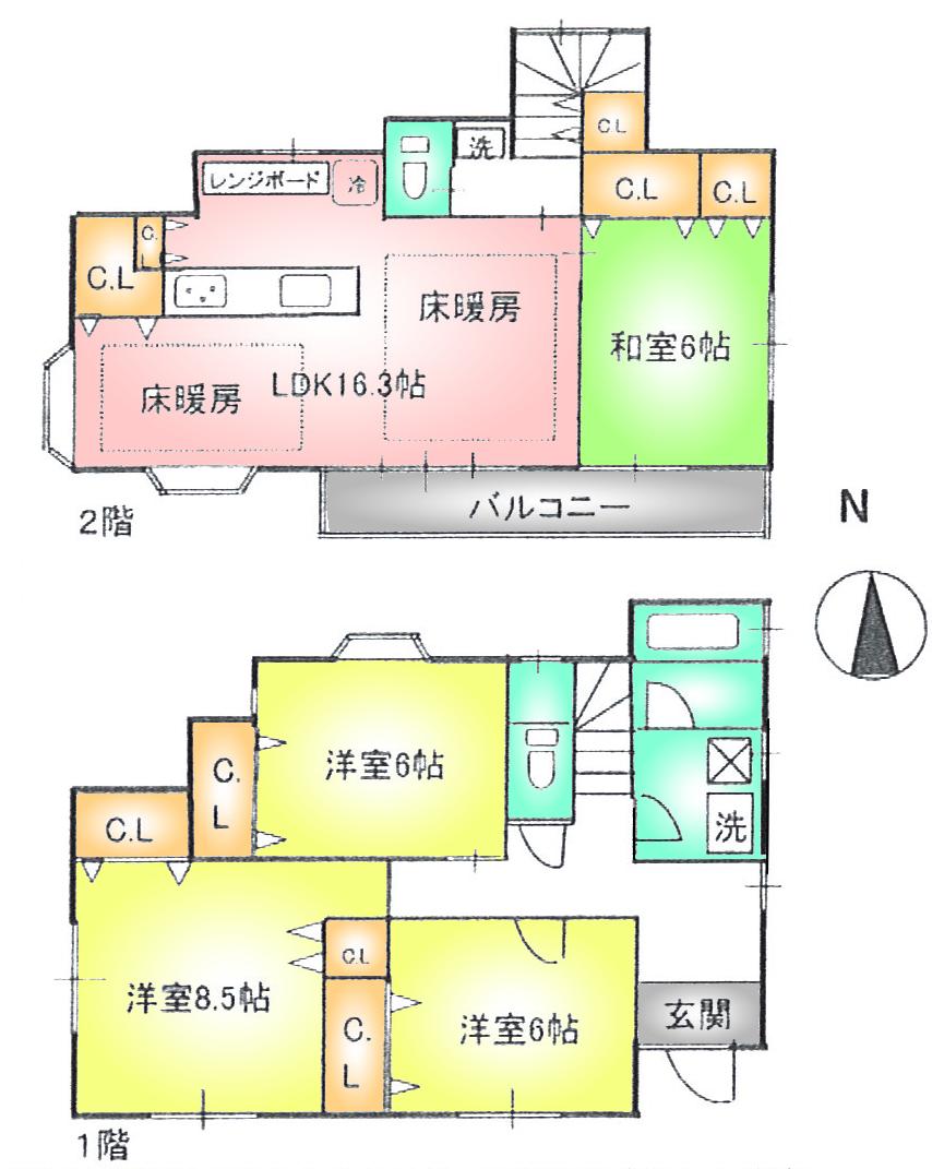 Floor plan. 33,800,000 yen, 4LDK, Land area 153.65 sq m , Building area 106.81 sq m