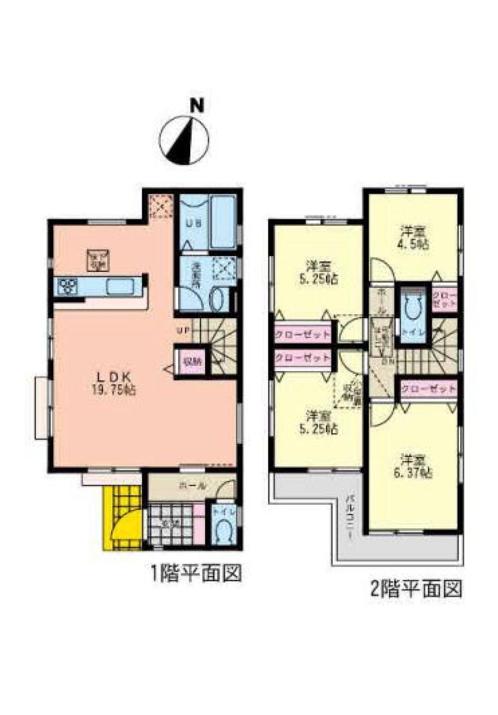 Floor plan. (1 Building), Price 31,800,000 yen, 4LDK, Land area 125.59 sq m , Building area 95.64 sq m