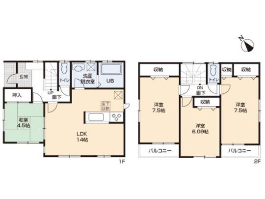 Floor plan. 35,800,000 yen, 4LDK, Land area 98.01 sq m , Building area 95.22 sq m floor plan