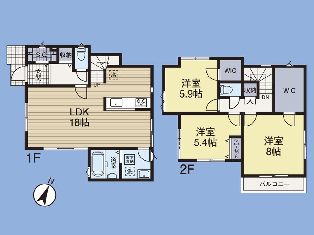 Floor plan. (A Building), Price 39,800,000 yen, 3LDK, Land area 131.65 sq m , Building area 93.98 sq m