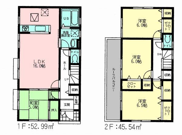 Floor plan. 30,800,000 yen, 4LDK, Land area 165.04 sq m , Building area 98.53 sq m
