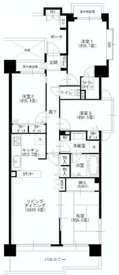 Floor plan. 4LDK, Price 32,900,000 yen, Occupied area 82.26 sq m , Balcony area 9.78 sq m