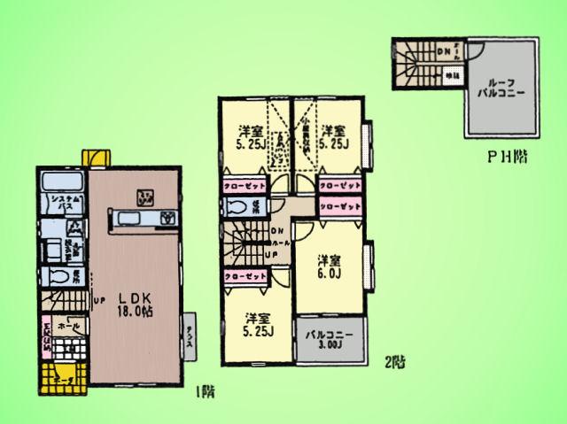 Floor plan. (3 Building), Price 36,800,000 yen, 4LDK, Land area 422.44 sq m , Building area 96.88 sq m