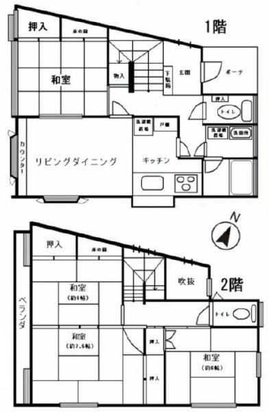 Floor plan. 31.5 million yen, 4LDK, Land area 109.09 sq m , Building area 96.56 sq m