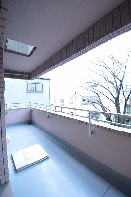 Balcony. Balcony is spread. There is distance and the front of the building of the eye.