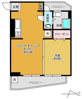 Floor plan. 1LDK, Price 15.9 million yen, Occupied area 32.68 sq m , Balcony area 6.53 sq m