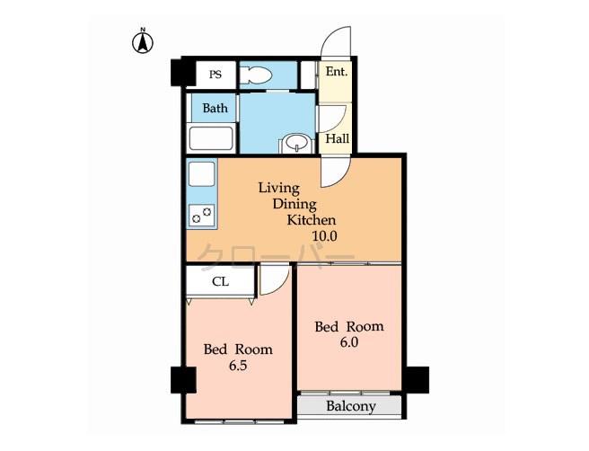Floor plan. 2LDK, Price 29,800,000 yen, Occupied area 50.42 sq m , Balcony area 2.31 sq m