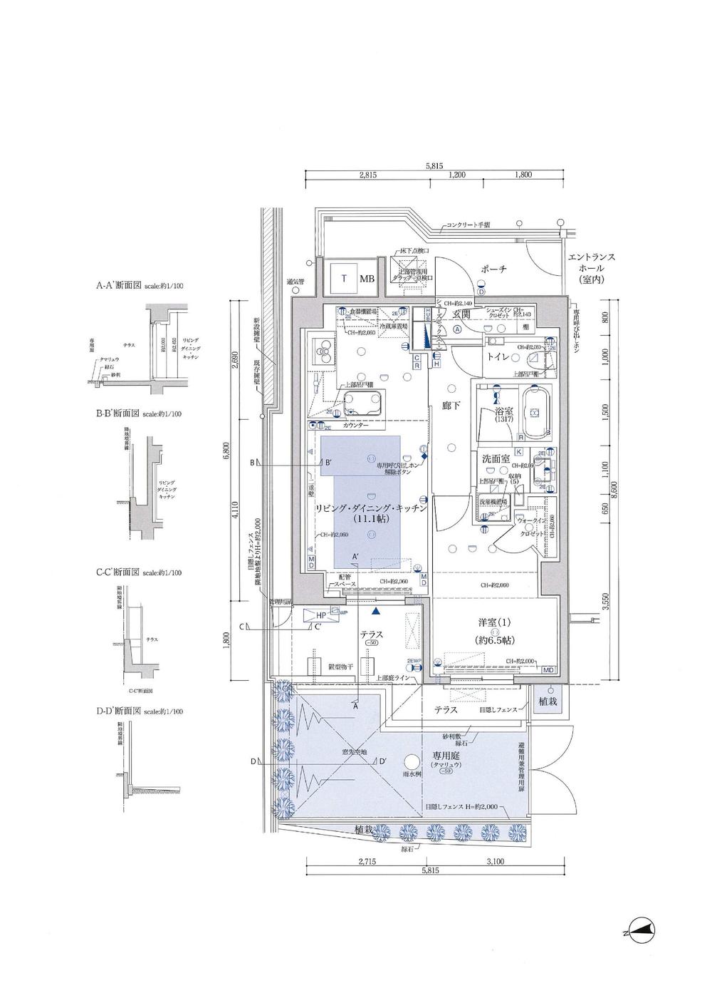 Floor plan. 1LDK, Price 40,900,000 yen, Occupied area 45.12 sq m , Balcony area 8.01 sq m