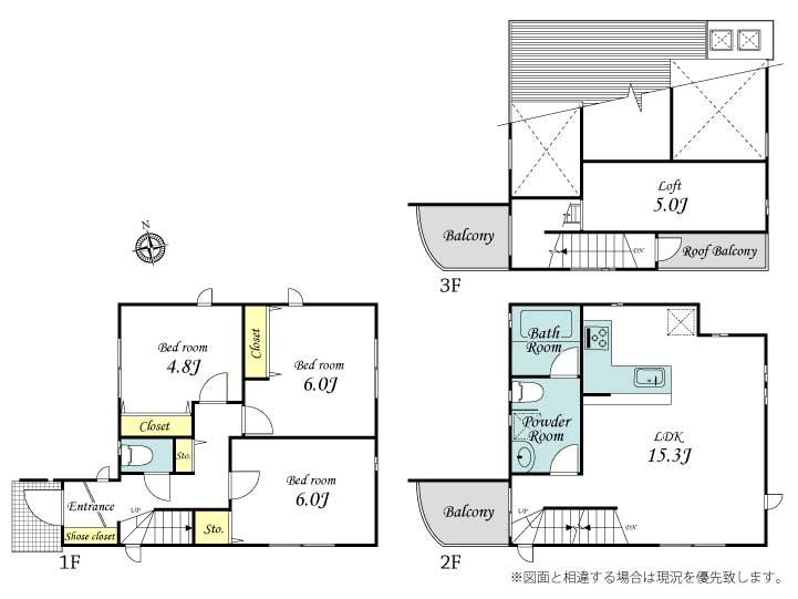 Floor plan. 78 million yen, 3LDK, Land area 95 sq m , Building area 81.42 sq m