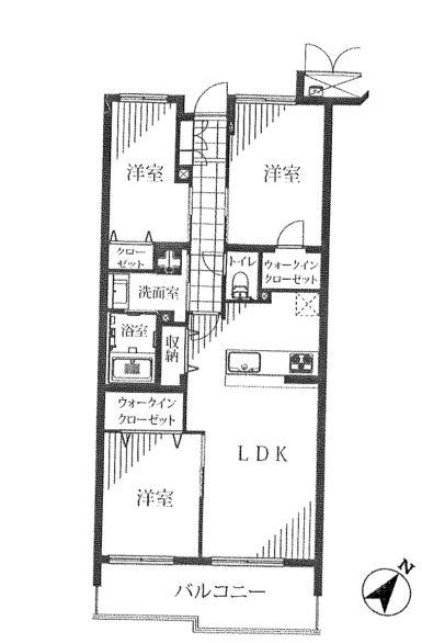 Floor plan. 3LDK, Price 53,900,000 yen, Footprint 70.5 sq m , Balcony area 9.63 sq m