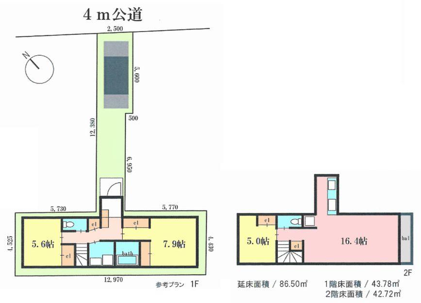 Compartment view + building plan example. Building plan example, Land price 44,800,000 yen, Reference plan by the land area 88.01 sq m popular design group "Tokyo assembly" Fit you in the 50 million yen in the land and buildings total
