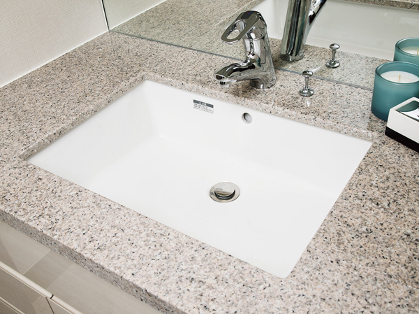 Bathing-wash room.  [Vanity granite counter] Granite counters produce a sense of quality. Easy to wash bowl also use a wide, Easier to clean and will clean and maintain.