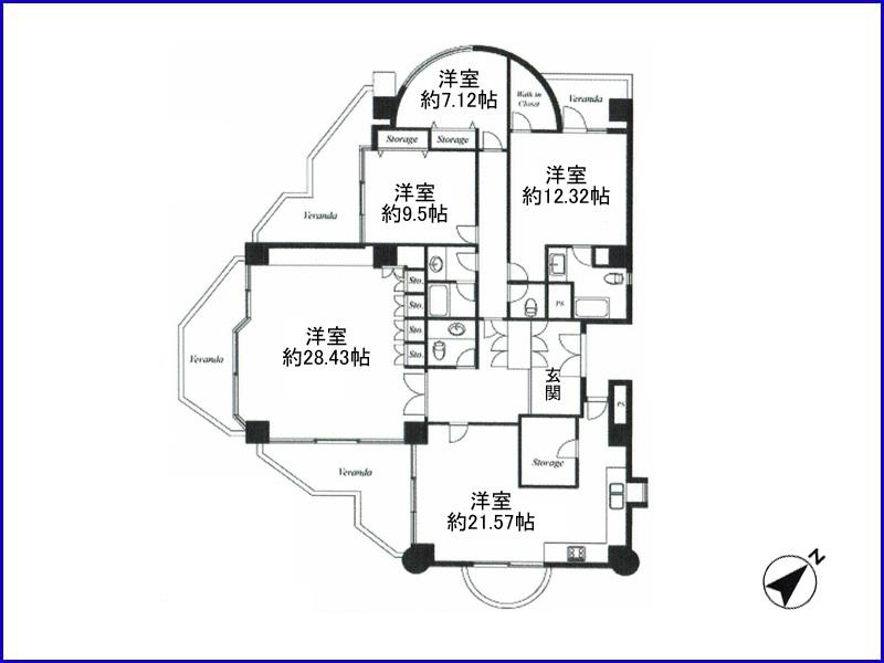 Floor plan. 4LDK, Price 90 million yen, Footprint 182.08 sq m , Balcony area 41.06 sq m