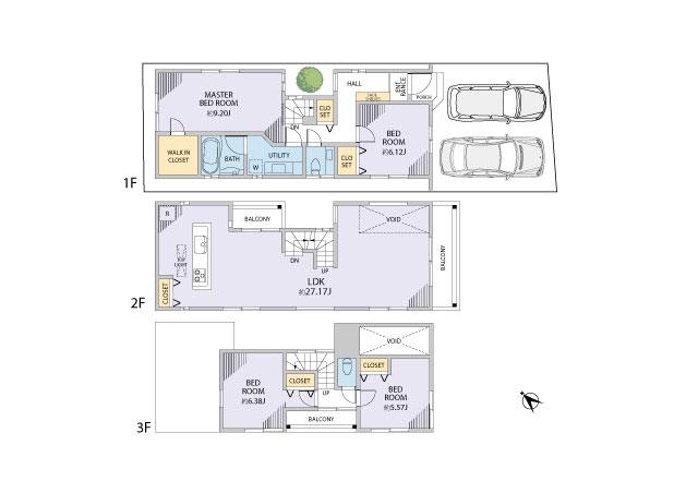 Floor plan. 99,800,000 yen, 4LDK, Land area 98.14 sq m , Building area 125.86 sq m