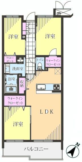 Floor plan. 3LDK, Price 53,900,000 yen, Footprint 70.5 sq m