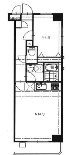Floor plan. 1LDK, Price 22,900,000 yen, Occupied area 37.33 sq m , Balcony area 3.6 sq m