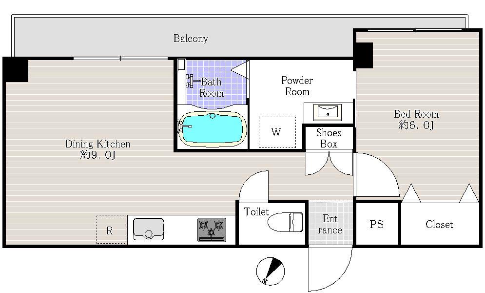 Floor plan. 1LDK, Price 22,800,000 yen, Occupied area 36.54 sq m , Balcony area 4.6 sq m