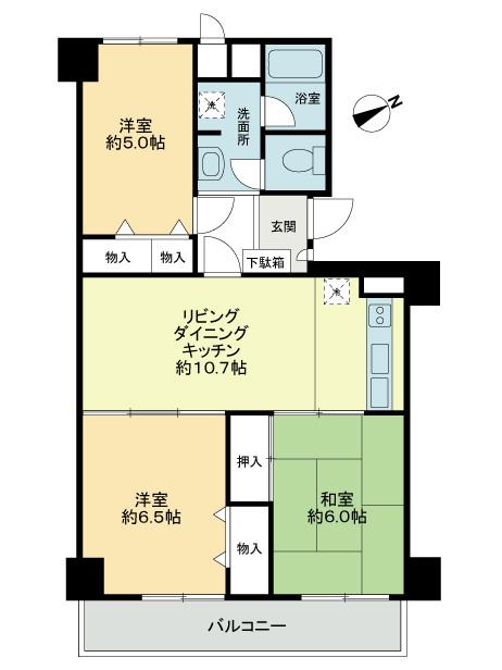 Floor plan. 3LDK, Price 35,900,000 yen, Footprint 65.2 sq m , Balcony area 7.8 sq m