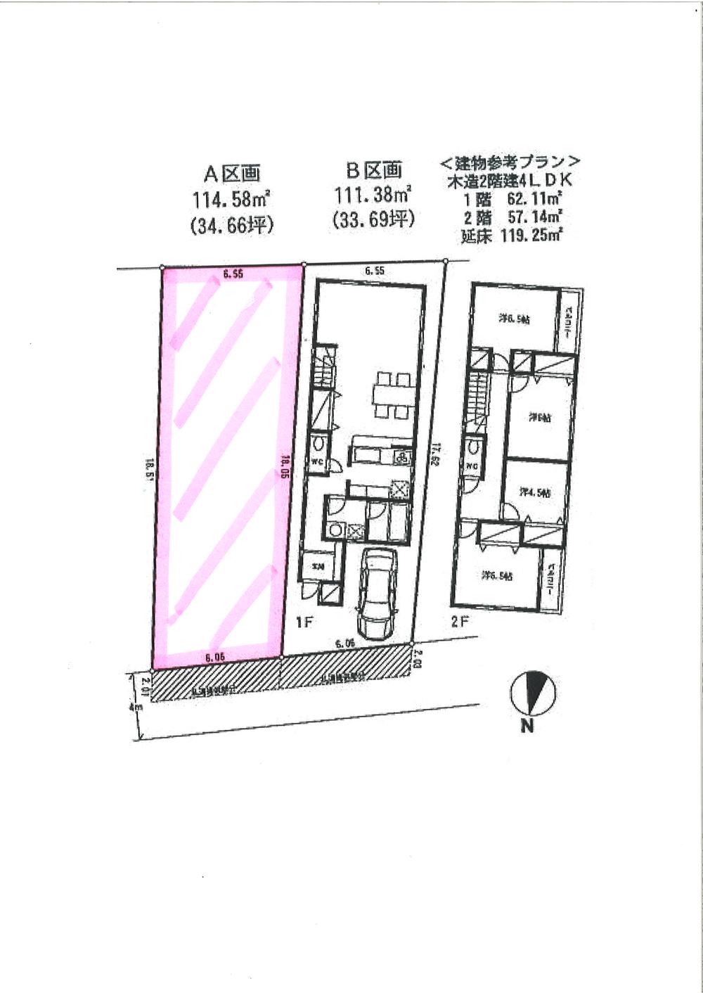 Compartment figure. Land price 68,800,000 yen, Land area 114.58 sq m compartment view