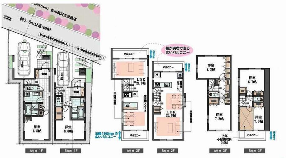 Floor plan. 72,800,000 yen, 3LDK, Land area 72.22 sq m , Building area 106.72 sq m