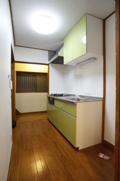 Kitchen. System kitchen [3-neck] , Stylish pastel green