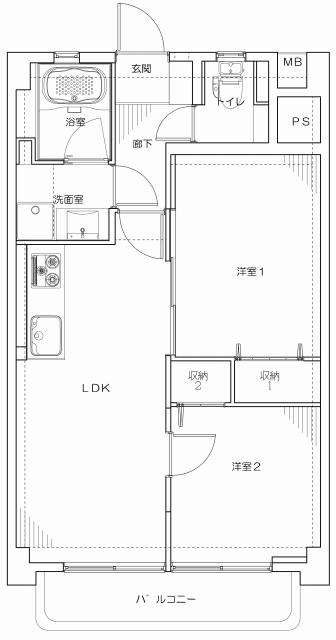 Floor plan. 2LDK, Price 32,800,000 yen, Footprint 47.3 sq m , Balcony area 4.4 sq m