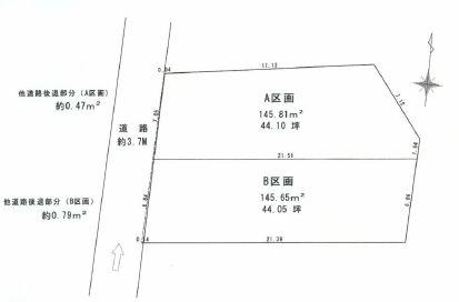 Compartment figure. Land price 100 million 5.3 million yen, Land area 145.81 sq m sectioning view
