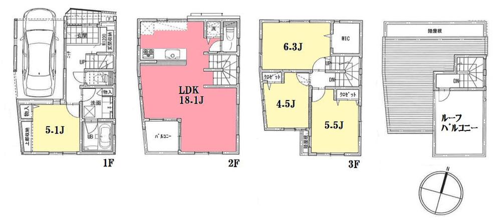Floor plan. 69,800,000 yen, 4LDK + S (storeroom), Land area 56.78 sq m , Building area 112.67 sq m