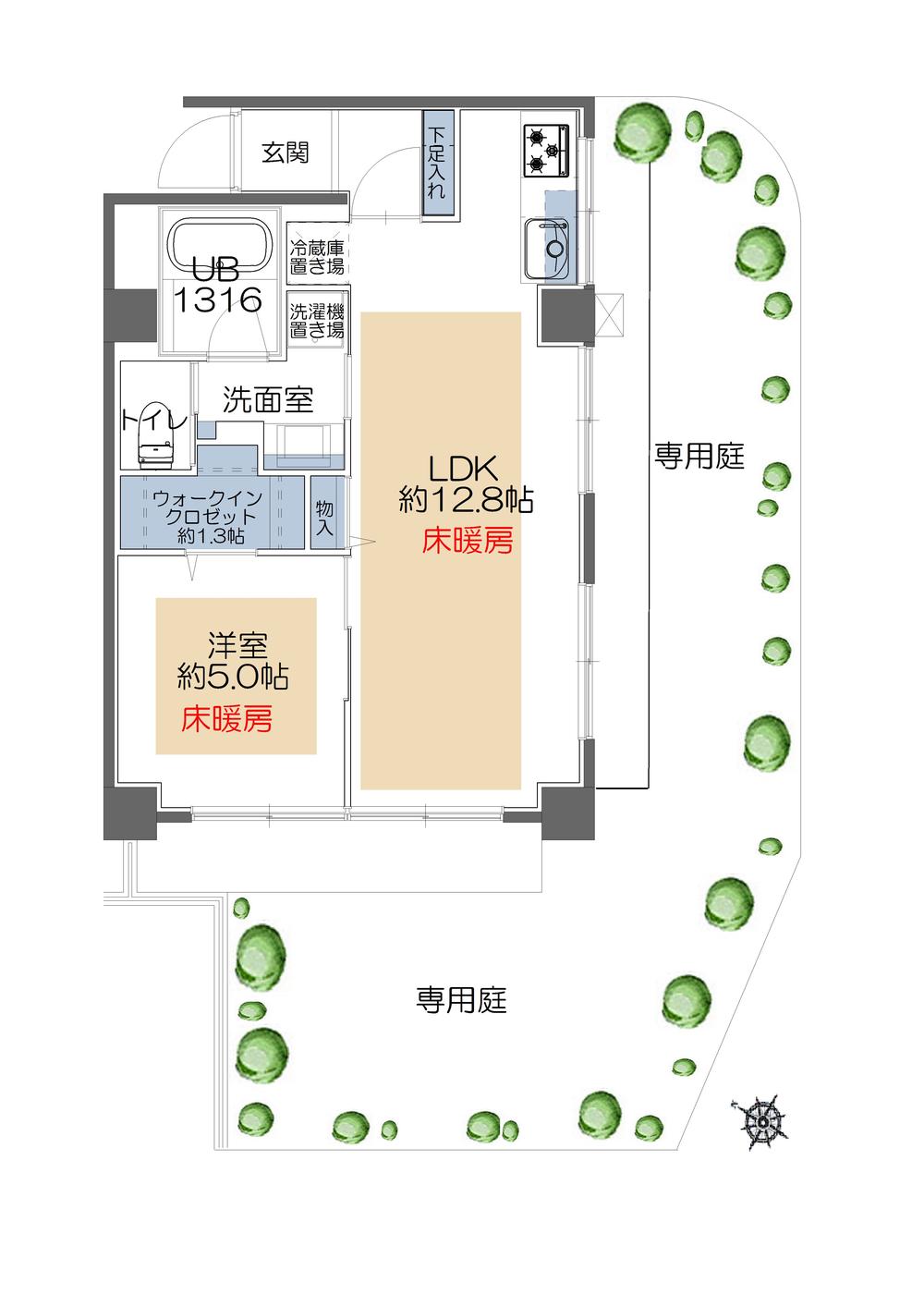 Floor plan. 1LDK, Price 38,300,000 yen, Occupied area 43.62 sq m