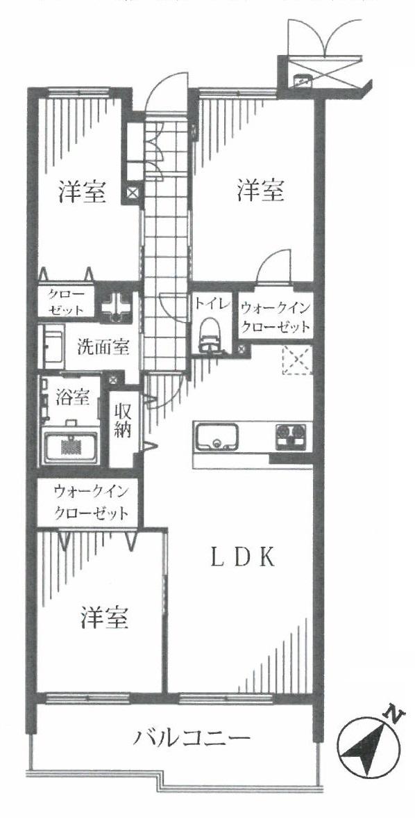 Floor plan. 3LDK, Price 53,900,000 yen, Footprint 70.5 sq m , Balcony area 9.63 sq m