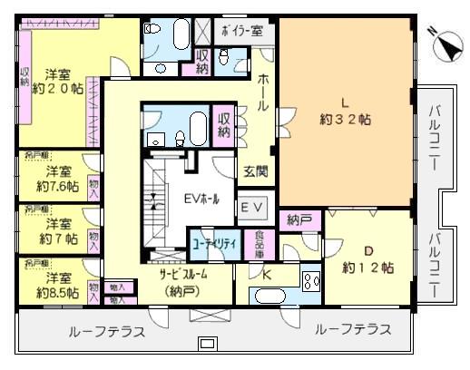 Floor plan. 4LDK, Price 168 million yen, Footprint 222.04 sq m