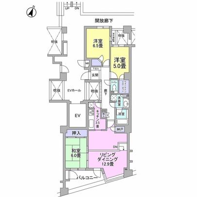 Floor plan. LD part adopts skip floor. Walk-in closet in each Western-style