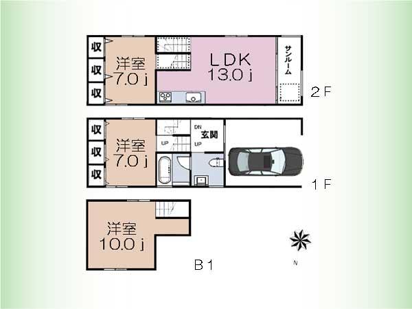 Floor plan. 76,800,000 yen, 3LDK, Land area 75.58 sq m , Building area 108.94 sq m floor plan