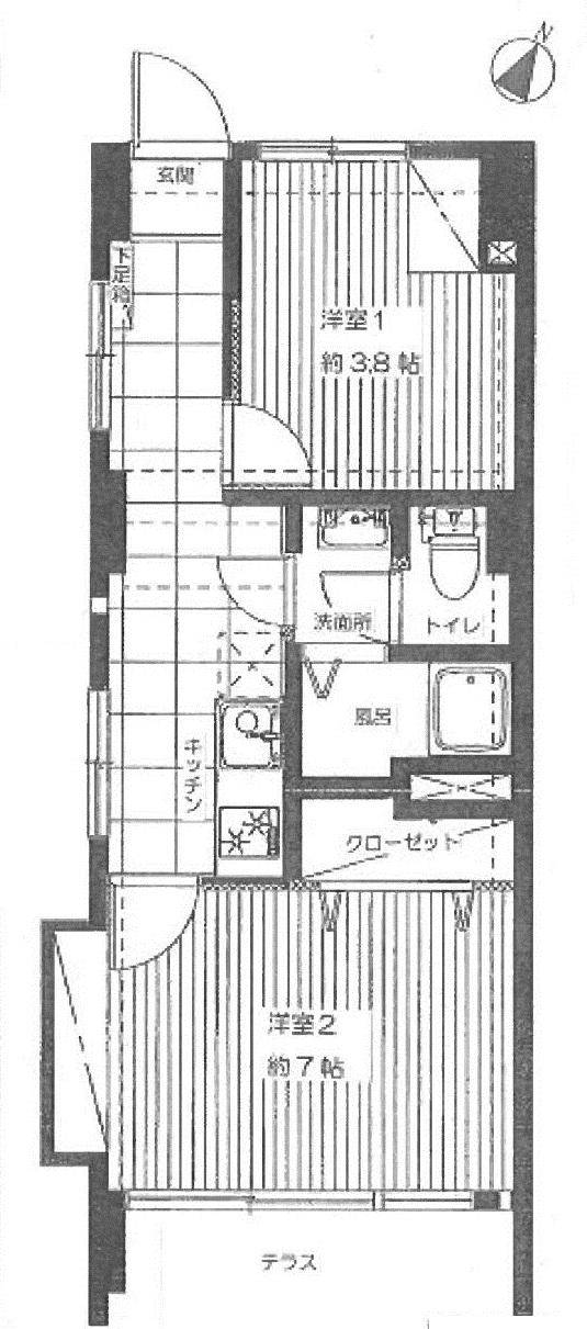 Floor plan. 2K, Price 14.8 million yen, Occupied area 31.32 sq m