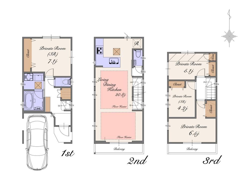 Floor plan. (A), Price 71,900,000 yen, 2LDK+2S, Land area 65.37 sq m , Building area 112.33 sq m