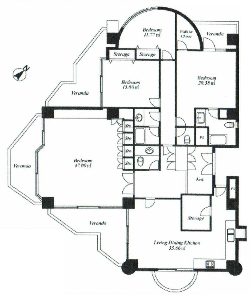 Floor plan. 4LDK, Price 90 million yen, Footprint 182.08 sq m , Balcony area 41.06 sq m