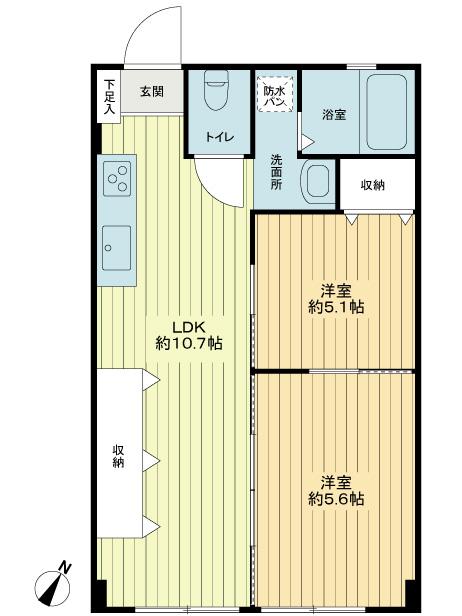 Floor plan. 2LDK, Price 17.6 million yen, Occupied area 43.99 sq m floor plan