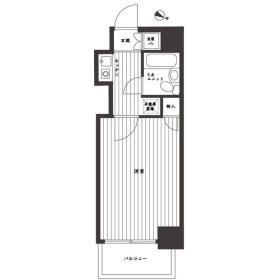 Floor plan. 1K, Price 13.8 million yen, Occupied area 18.76 sq m , Balcony area 2.83 sq m