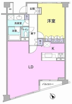 Floor plan. 1LDK, Price 80,500,000 yen, Occupied area 76.08 sq m