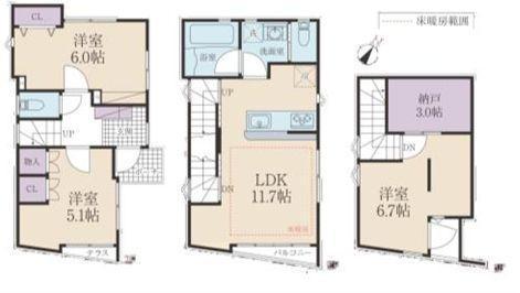 Floor plan. 62,800,000 yen, 3LDK, Land area 78.72 sq m , Building area 78.27 sq m