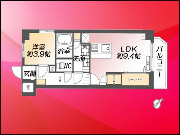 Floor plan. 1LDK, Price 23.8 million yen, Occupied area 37.33 sq m , Balcony area 3.6 sq m Floor