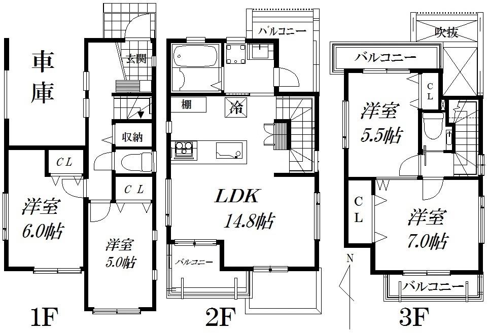 Floor plan. 66,800,000 yen, 4LDK, Land area 76.39 sq m , Building area 104.74 sq m