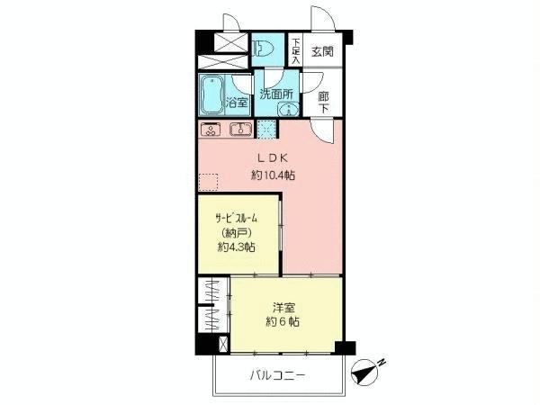 Floor plan. 1LDK, Price 37 million yen, Footprint 50.4 sq m , Balcony area 3.9 sq m