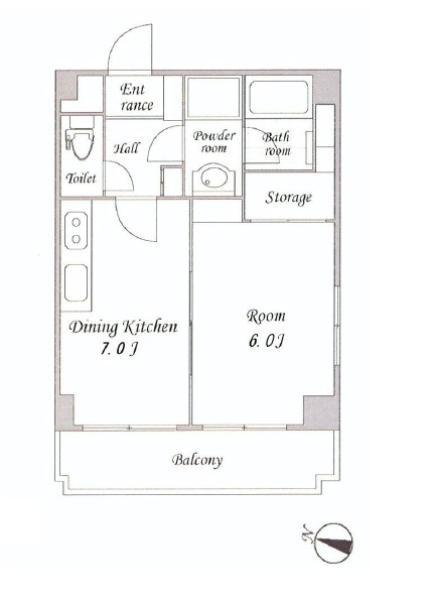 Floor plan. 1DK, Price 22,800,000 yen, Occupied area 32.94 sq m , Balcony area 5.4 sq m
