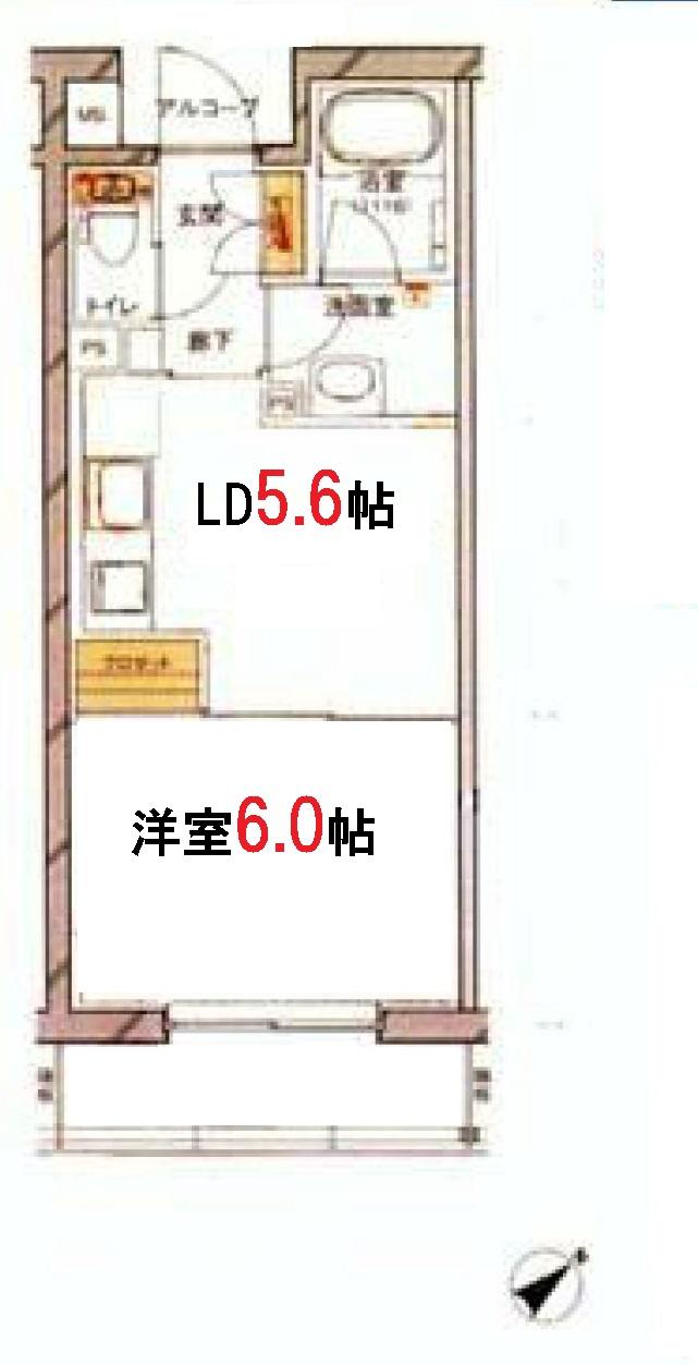 Floor plan. 1DK, Price 34,800,000 yen, Occupied area 28.79 sq m , Balcony area 3.96 sq m