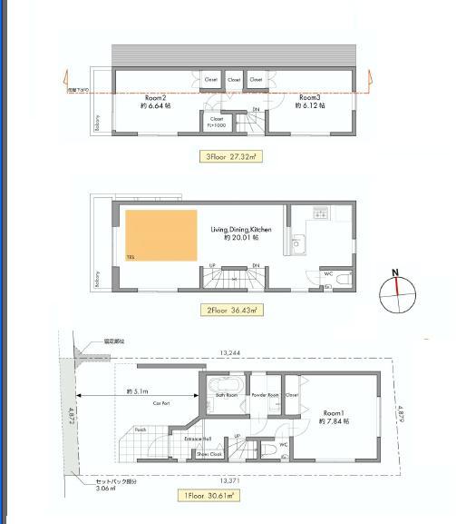 Floor plan. 57,800,000 yen, 3LDK, Land area 64.77 sq m , Building area 102.25 sq m