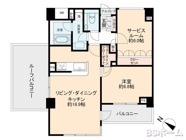 Floor plan. 1LDK + S (storeroom), Price 61,800,000 yen, Occupied area 66.88 sq m , Balcony area 6 sq m